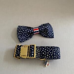 Dogwong American Flag Dog Collar With Bowtie Large Dog Brand New